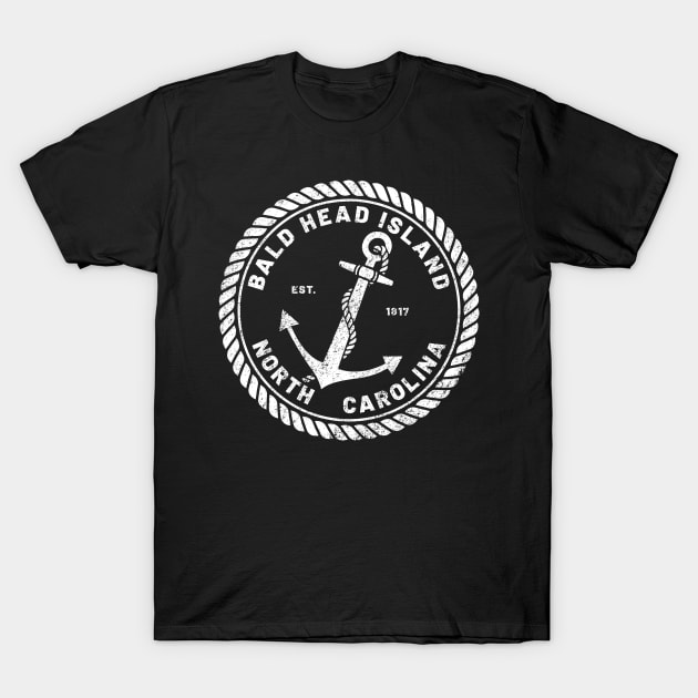 Vintage Anchor and Rope for Traveling to Bald Head Island, North Carolina T-Shirt by Contentarama